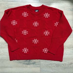 Lands’ End Cable Knit Holiday Sweater  – Size L – Red